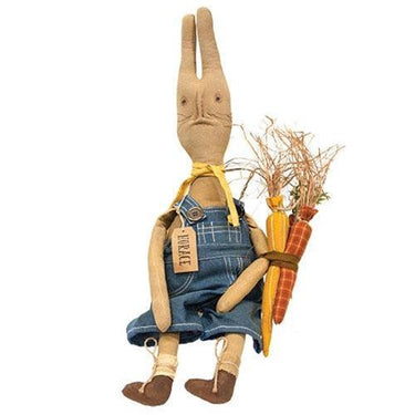 Horace Bunny Primitive Fabric Doll with Metal Whiskers - The Fox Decor